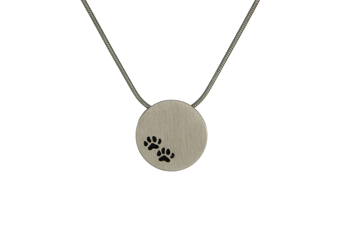 Pewter Round Pendant with Paw