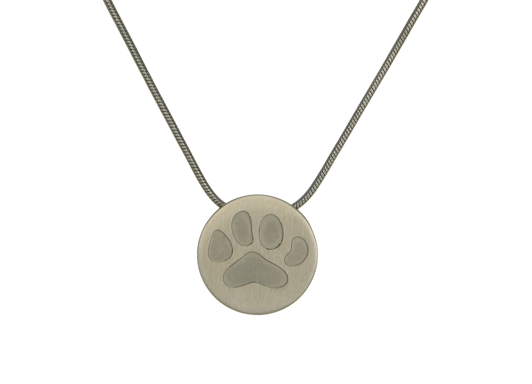 Pewter Round Pendant with Big Paw